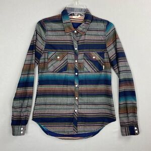 Roxy Button Front Long Sleeve Stripe Shirt Size XS